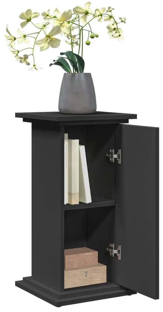 fekete szerelt fa bemutatóállvány tárolóval 31 x 30 x 60 cm