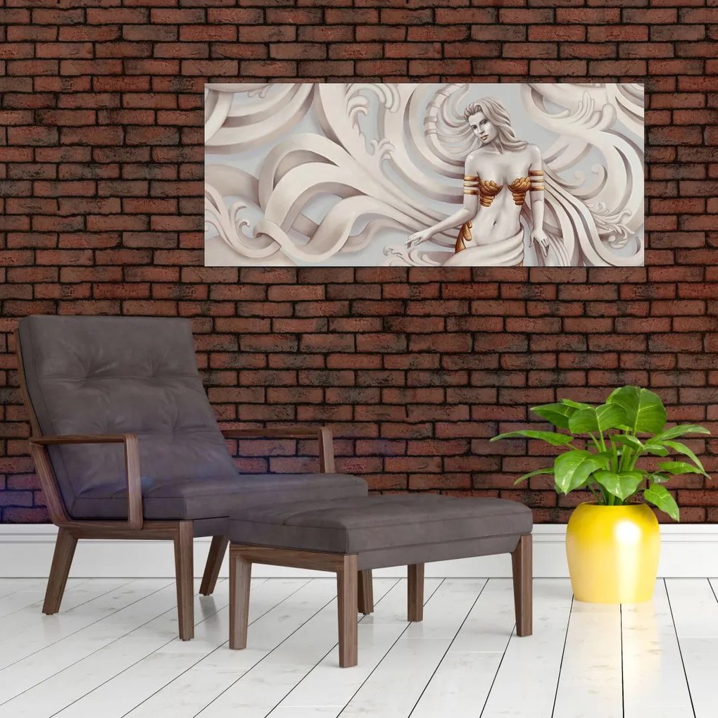 Az istennő képe virágmotívummal (120x50 cm)