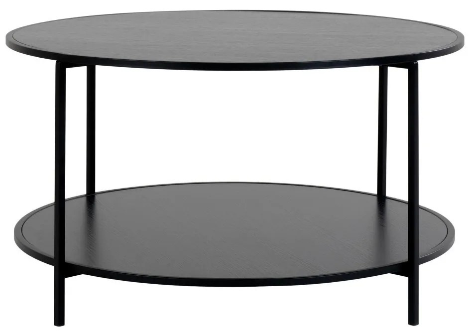 Vita dohányzóasztal fekete, fekete kerettel, Ø80x45 cm