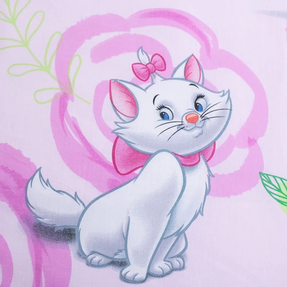 Rózsaszín egyszemélyes pamut gyerek ágyneműhuzat 140x200 cm Marie Cat "Pink" – Jerry Fabrics