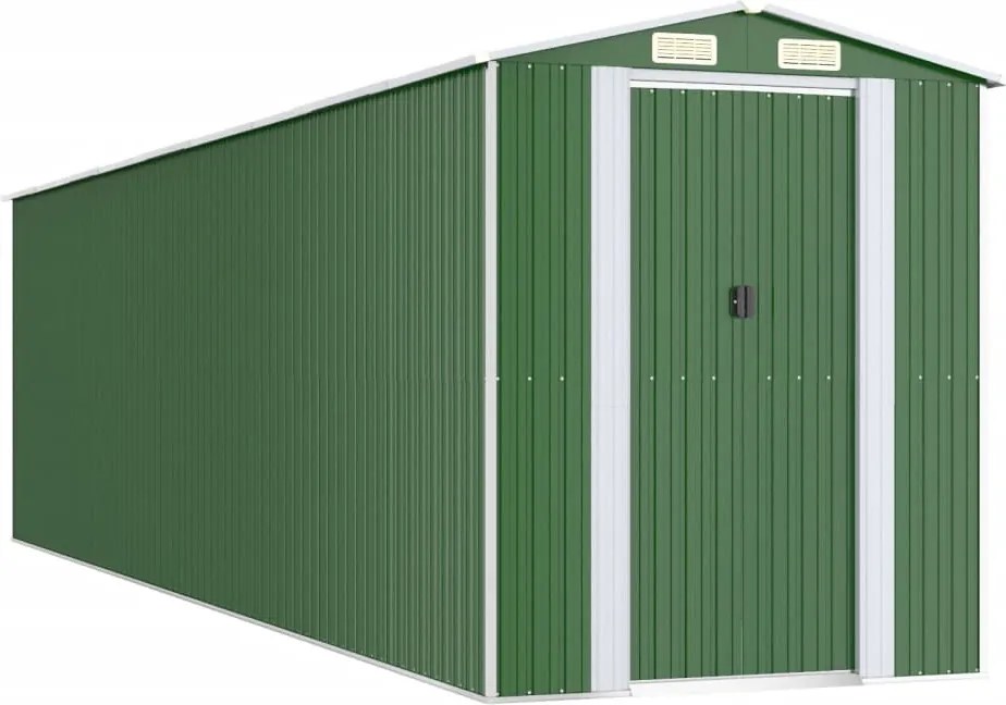 vidaXL zöld horganyzott acél kerti fészer 192x772x223 cm