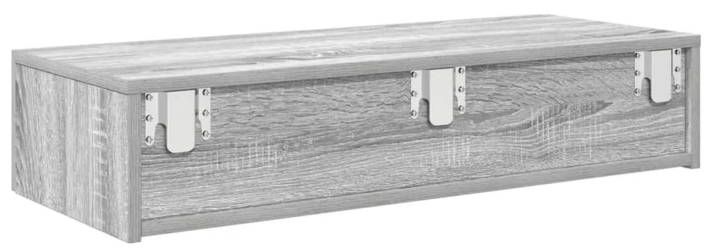 Falipolc fiókokkal szürke sonoma 80x33x17 cm műszaki fa