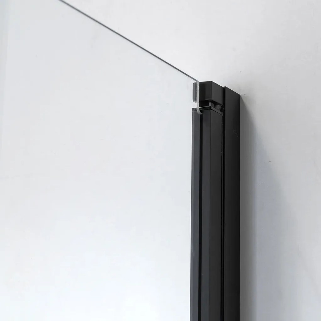 Stuxi Bari Black 100x80 aszimmetrikus nyílóajtós zuhanykabin 6 mm vízlepergető biztonsági üveggel, matt fekete