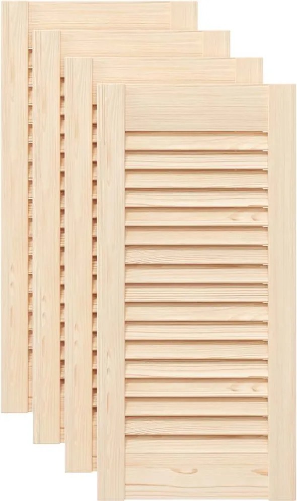 vidaXL 4 db tömör fenyőfa lamellás szekrényajtó 61,5x29,5 cm