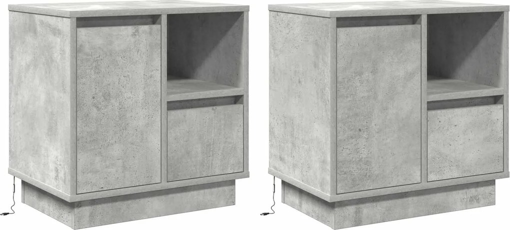 vidaXL Éjjeliszekrény 2 pcs Beton Szürke 50 x 34,5 x 50 cm Faanyag