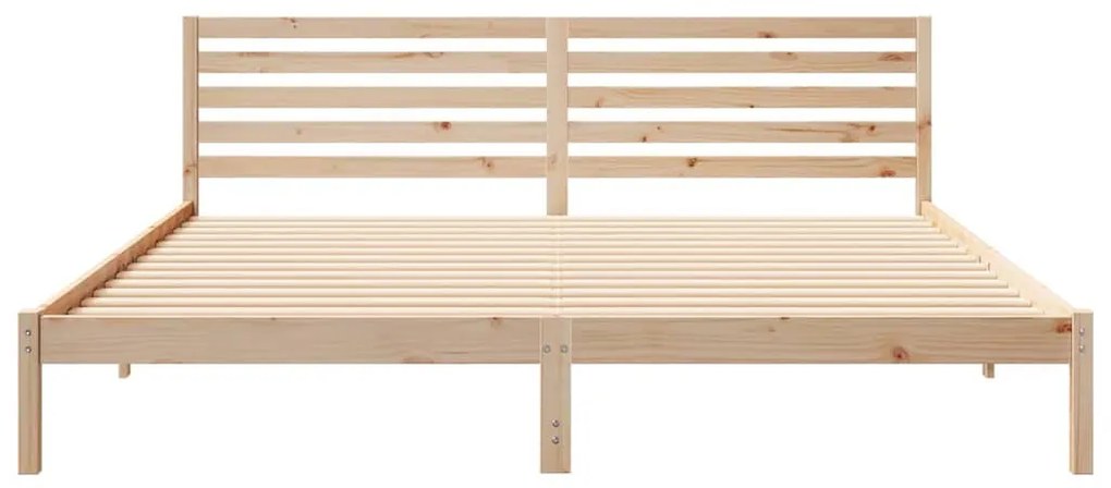 Ágykeret fejtámlával Barna 200 x 210 cm Tömör fenyőfa