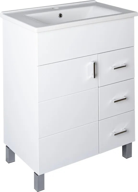 VivaStyle KARINA 75 lábon álló fürdőszobabútor 3 fiókos Sanovit ATRIA 9075 mosdóval 75 x 45,5 cm