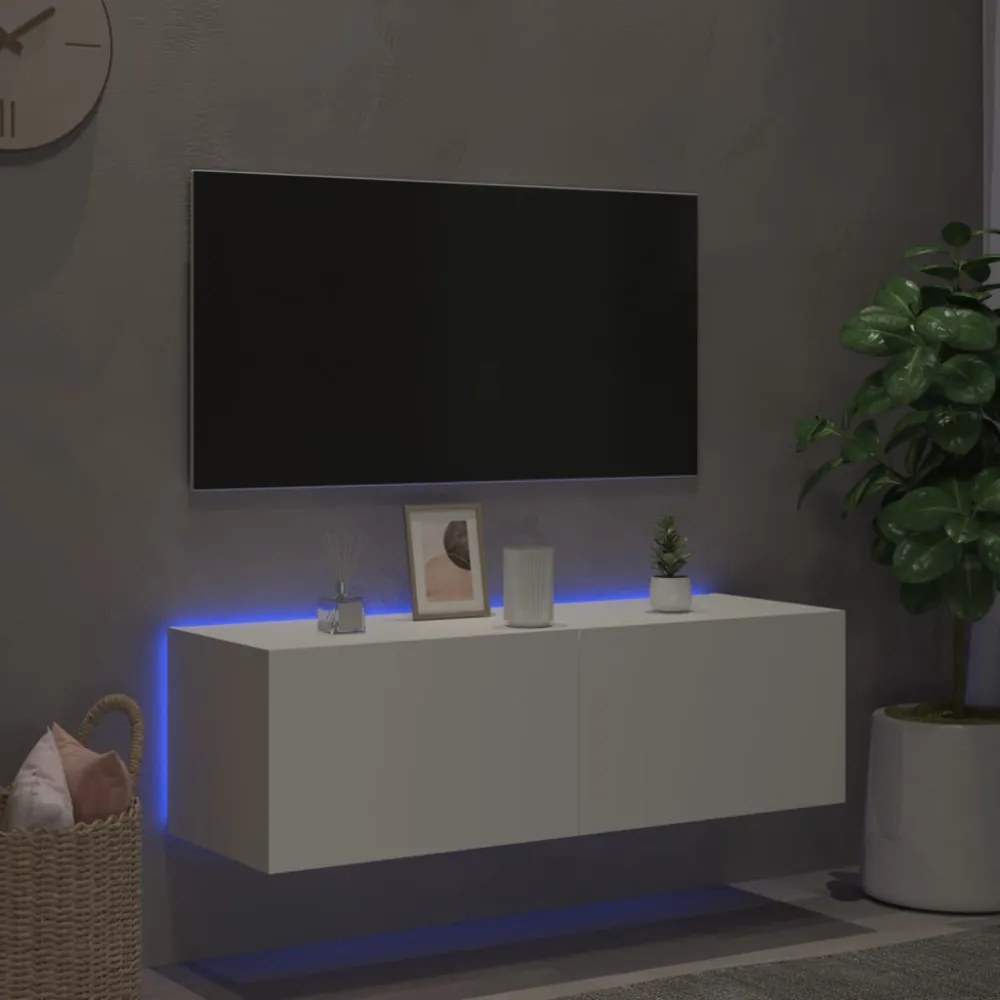 fehér fali TV-szekrény LED-világítással 100 x 35 x 31 cm