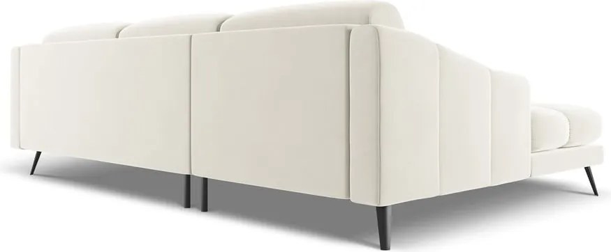 Krémszínű bársony sarokkanapé (bal oldali) Nalu – Makamii