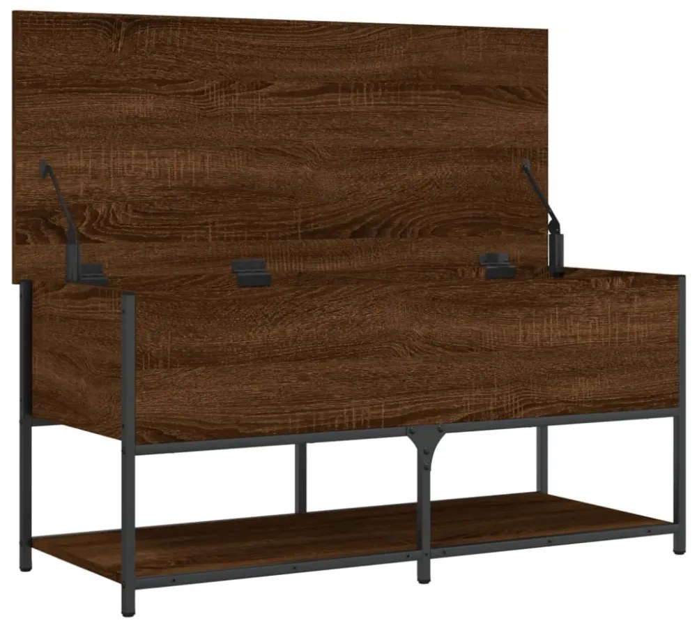 barna tölgyszínű szerelt fa tárolópad 100 x 42,5 x 47 cm