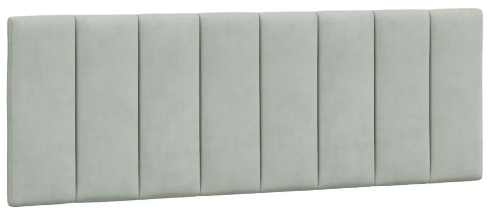 világosszürke bársony ágykeret LED-ekkel matrac nélkül Hanko 140 x 190 cm