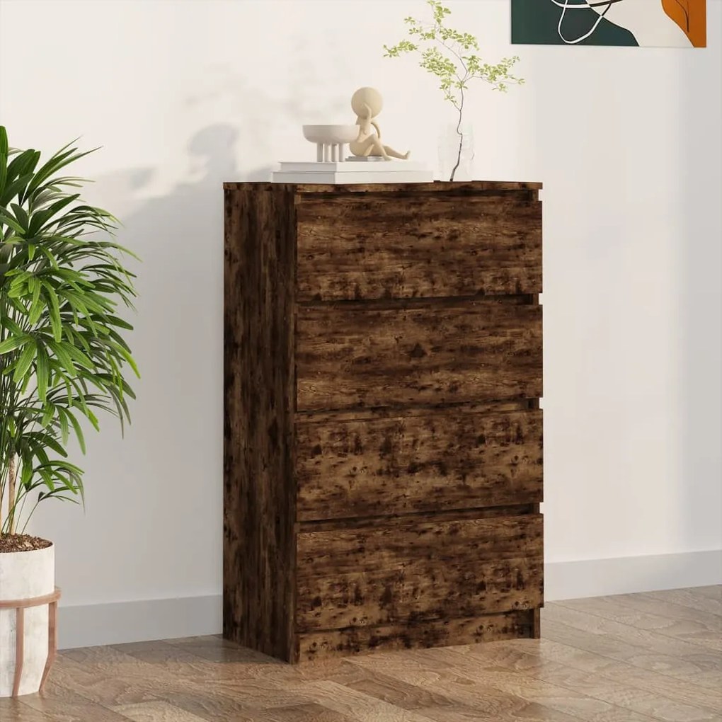 füstös tölgy színű szerelt fa tálalószekrény 60 x 35 x 98,5 cm