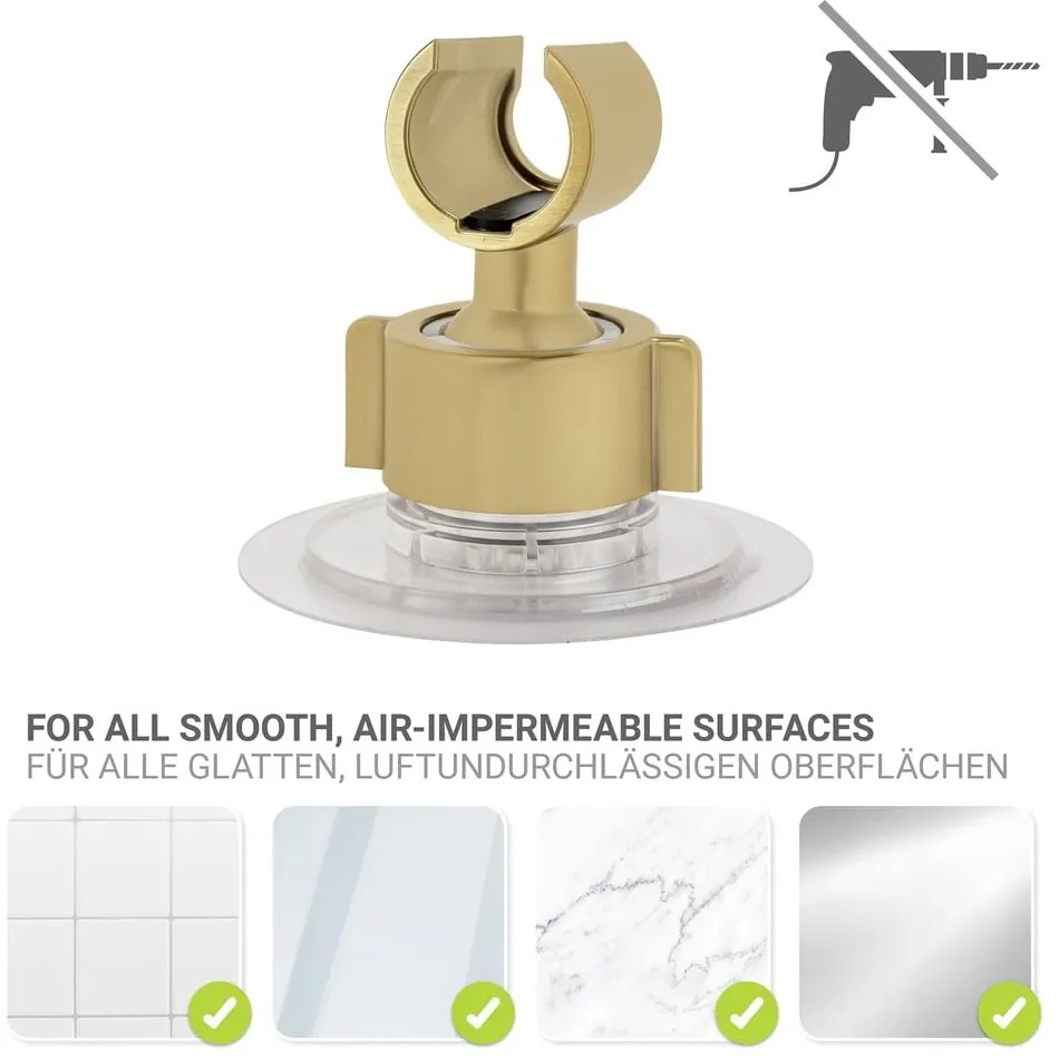 Aranyszínű öntapadós műanyag zuhanyfej tartó Libertà – Wenko