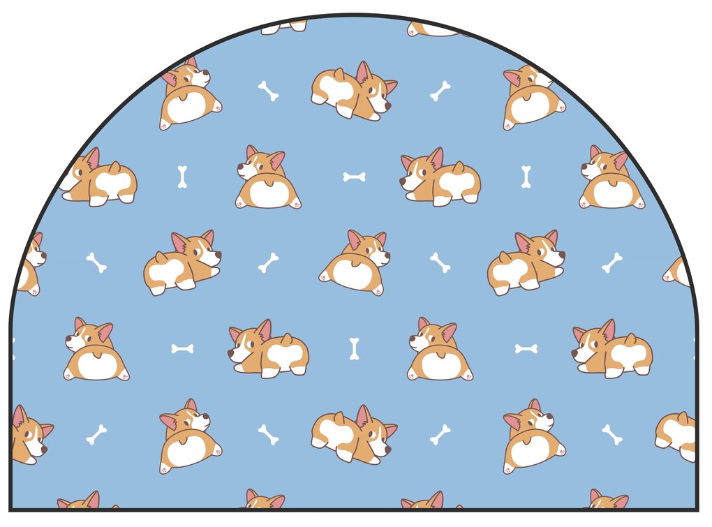 PIPPER. Védő textil falmatrica – Ív – Corgi Méret: 83x60cm, Indíték: névvel