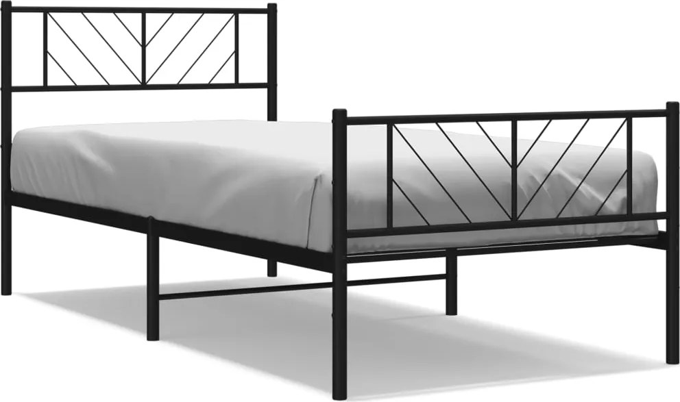 vidaXL fekete fém ágykeret fej- és lábtámlával 75 x 190 cm