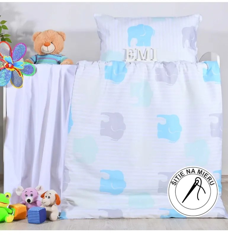 EMI elefántos türkízkék gyerek ágyneműhuzat, A standard egyszemélyes ágy szett tartalma: 1x 140x200 + 1x 70x90