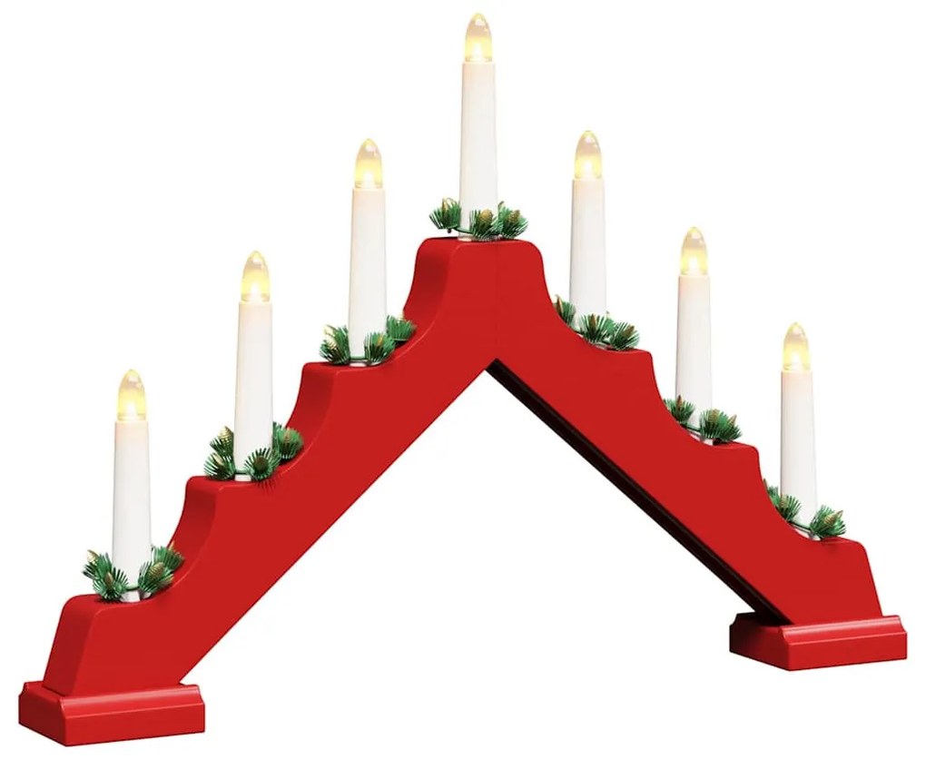 Karácsonyi gyertya híd Piros 39.5 x 5 x 29 cm Tömör fenyőfa