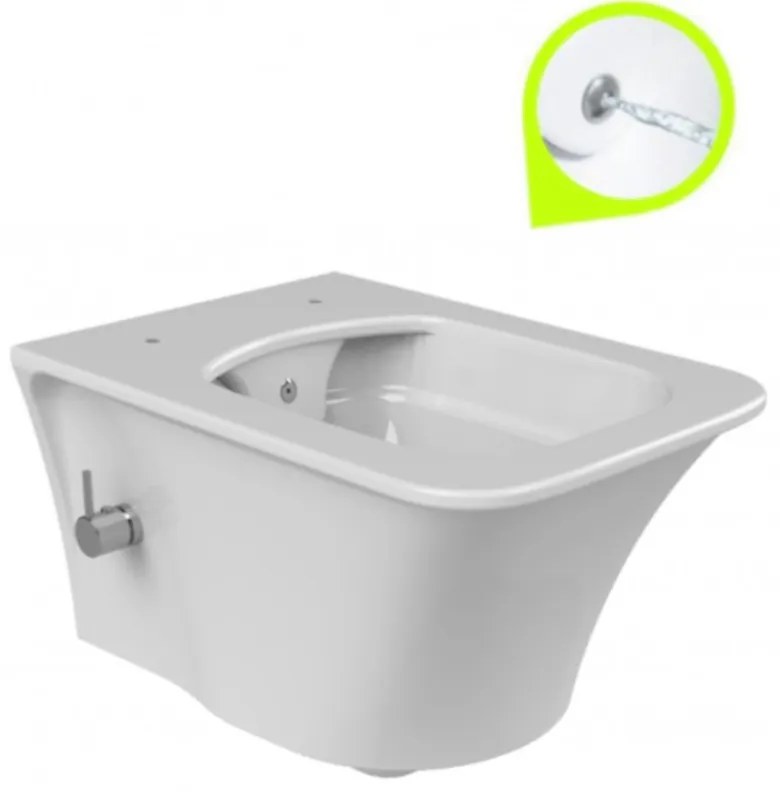 CeraStyle IBIZA fali WC - BEÉPÍTETT bidé funkcióval - rimless - perem nélküli - 51 cm