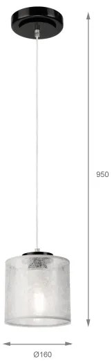 Kábeles függőlámpa ROSA 1xE27/60W/230V fekete/szürke