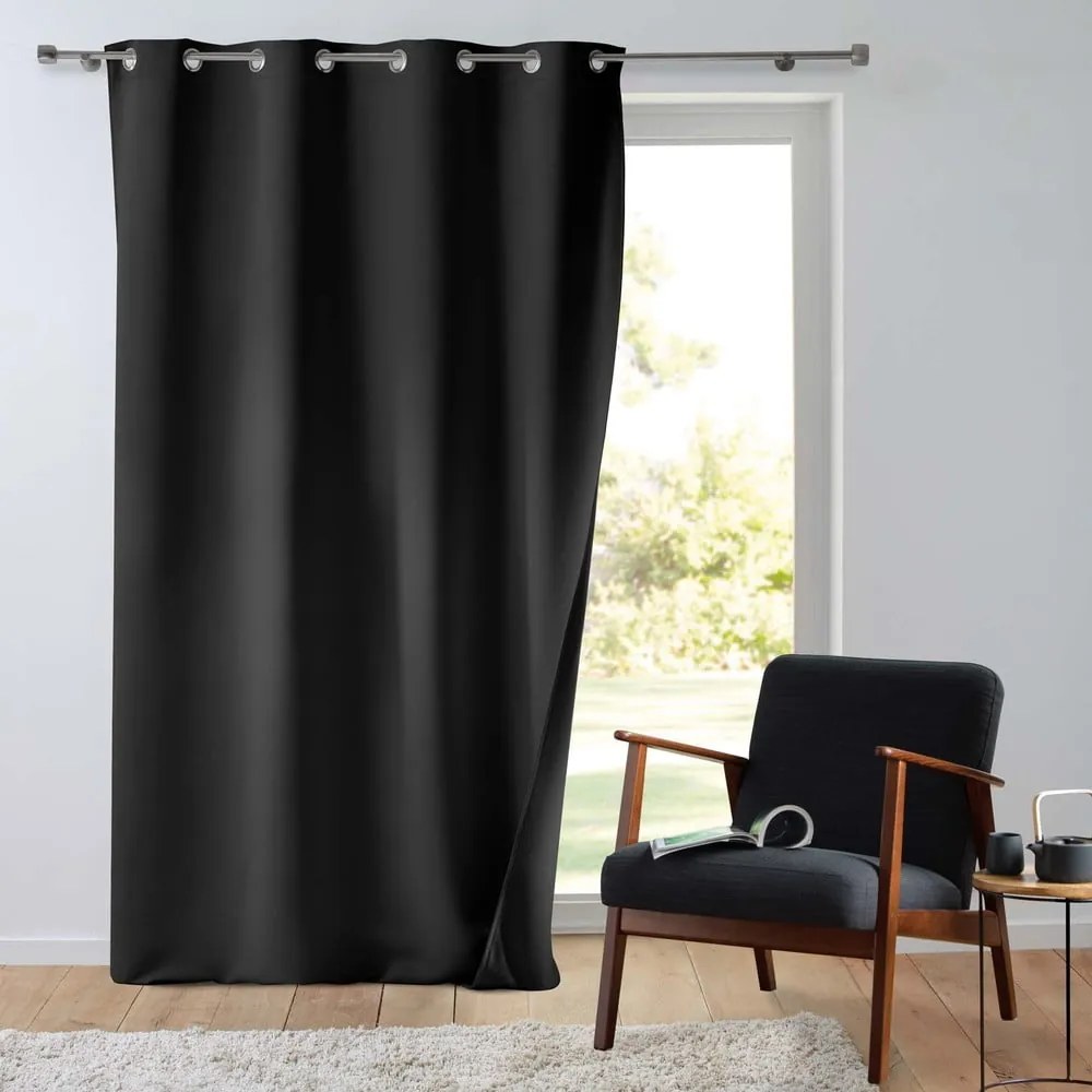 Fekete mikroszálas hangszigetelő függöny 135x260 cm Micropolar – douceur d'intérieur