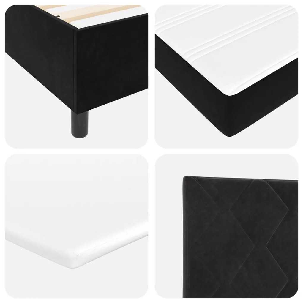 Box Spring Ágy Mattal Fekete Szuper Király Bársony