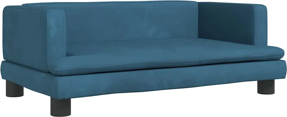 vidaXL kék bársony gyerekkanapé 80 x 45 x 30 cm