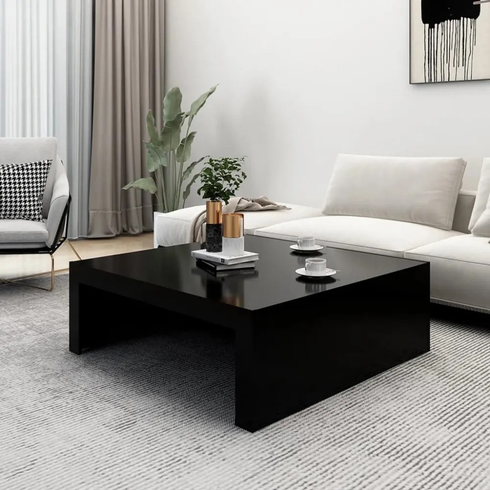 fekete szerelt fa dohányzóasztal 100 x 100 x 35 cm