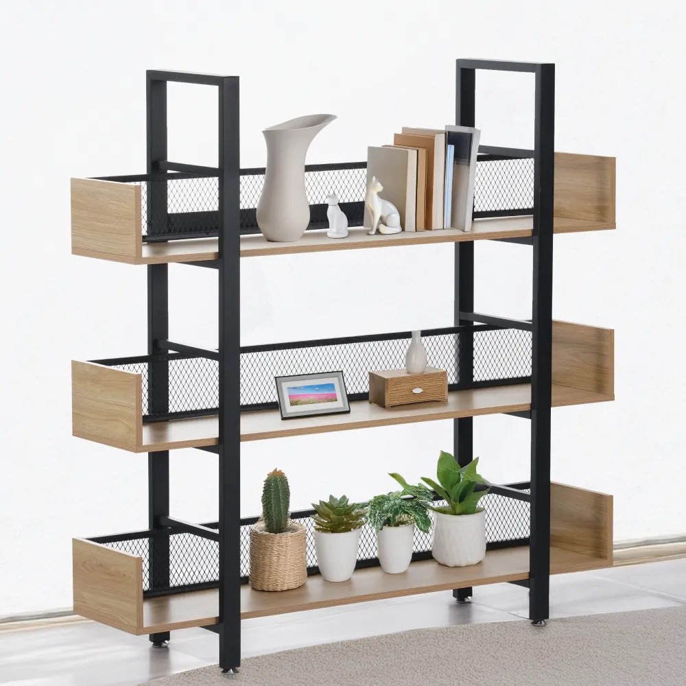 3 polcos polcállvány, tölgy/fekete, KILIS NEW TYP 1