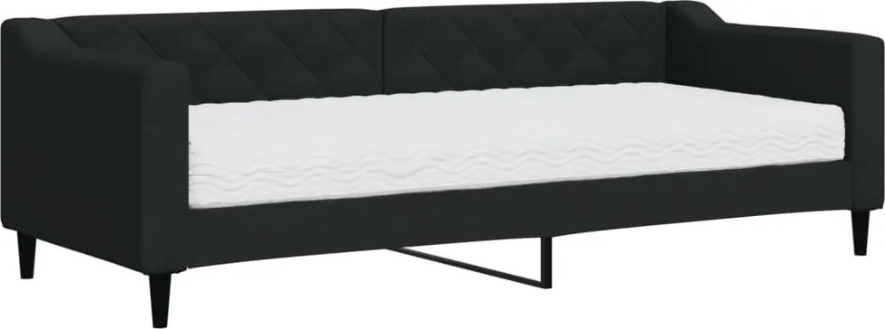 vidaXL fekete szövet kanapéágy matraccal 80 x 200 cm