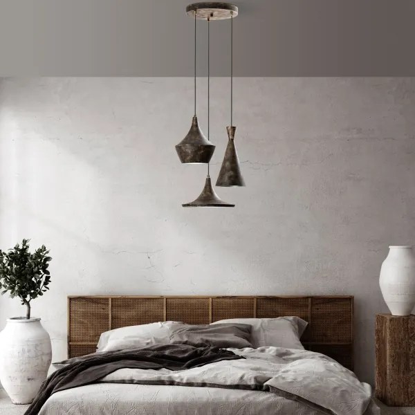 Csillár zsinóron TOM 3xE27/40W/230V szürke