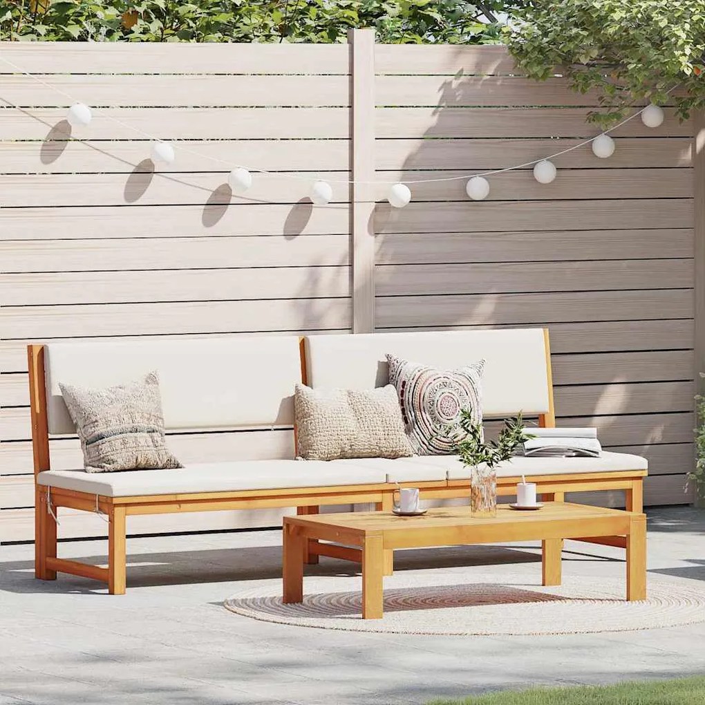 vidaXL Napozó párnával Olaj Természetes 200 x 57 x 75 cm Tömör akácfa