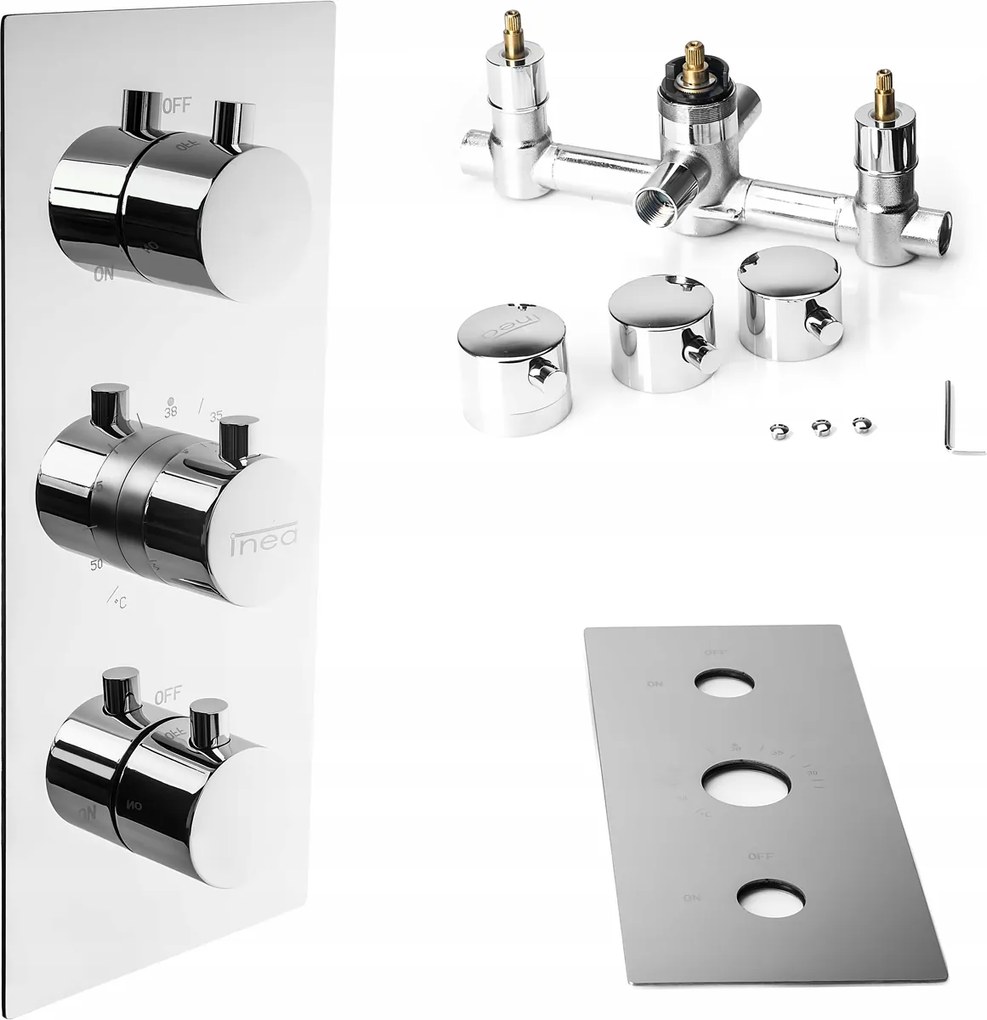 Kád-zuhany Csaptelep Termosztatikus Falsík Alatti Kétutas 2 Funkciók