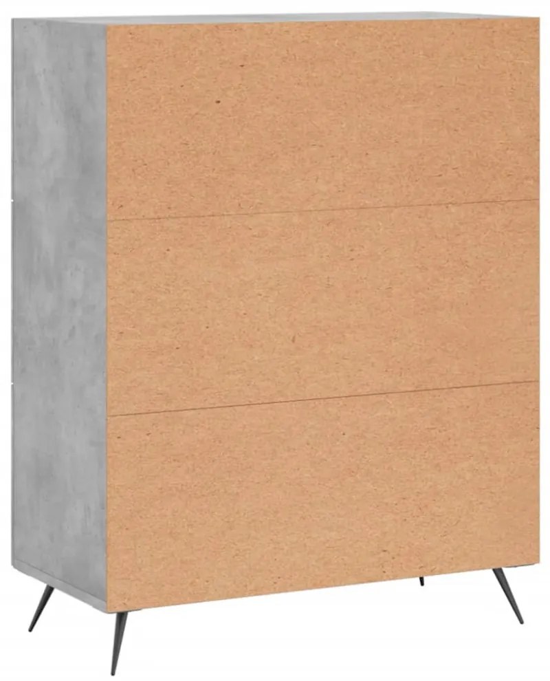 betonszürke szerelt fa komód 69,5 x 34 x 90 cm