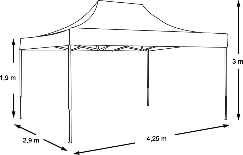 Összecsukható kerti pavilon több típusban-2,9x4,25 méteres-fehér-pavilon+hordtáska