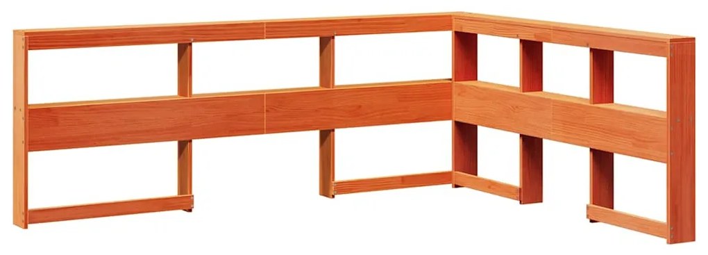 Könyvespolc fejtámla L-alakú viaszbarna 150 cm tömör fa fenyőfa