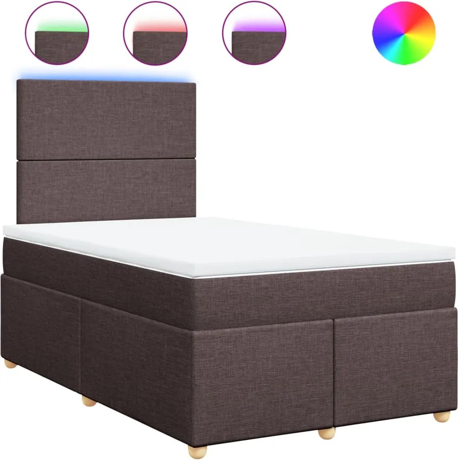 vidaXL sötétbarna szövet rugós ágy matraccal 120 x 200 cm