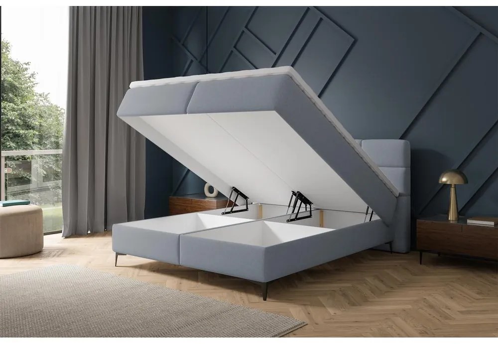Kontinentális franciaágy 180 cm Riviera 180 (ágyráccsal és matraccal) (tárolóhellyel) (grafit + fekete). Akció -15%. 1099638