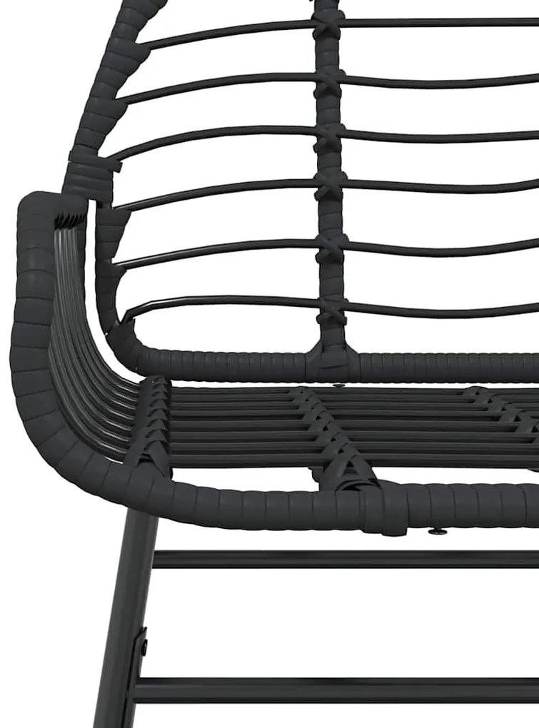3 részes fekete polyrattan üveg kerti étkezőgarnitúra