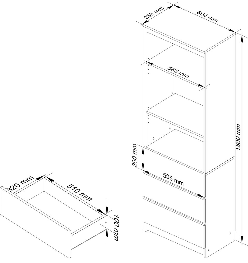 Regál Ravindra (wenge + fehér). Akció -16%. 1068935