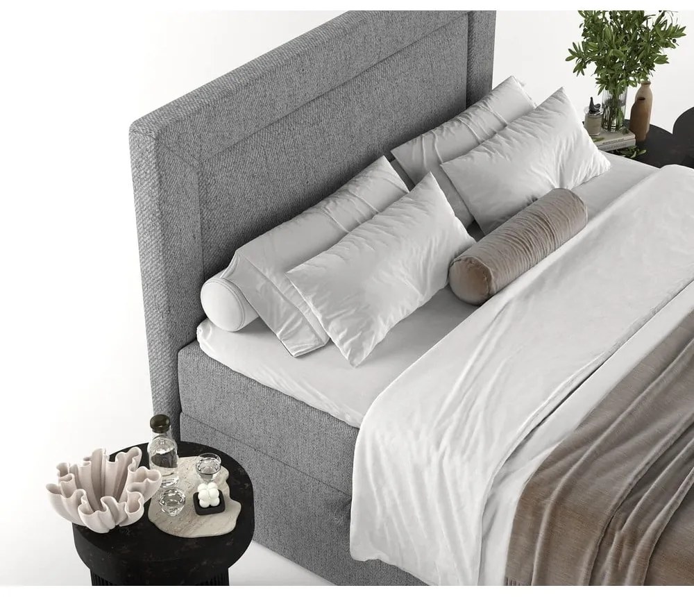 Szürke ágyneműtartós boxspring ágy 200x200 cm Imagine – Maison de Rêve