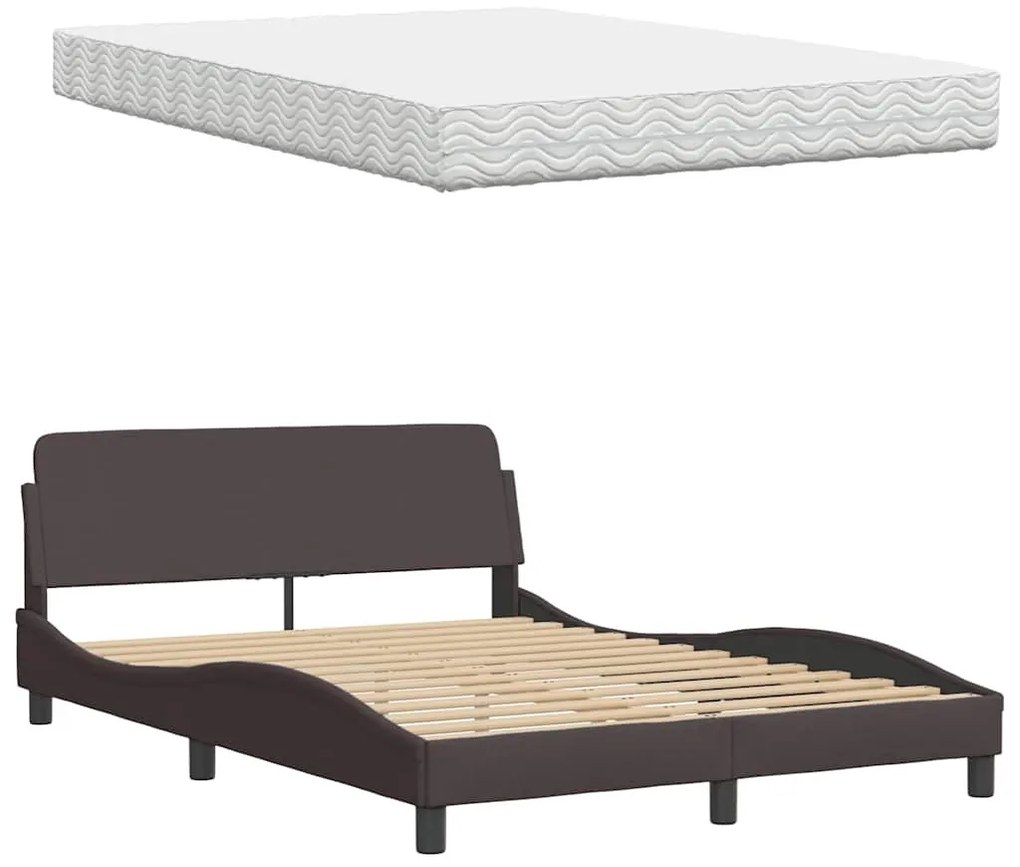 sötétbarna szövet ágy matraccal Hanko 140x190 cm