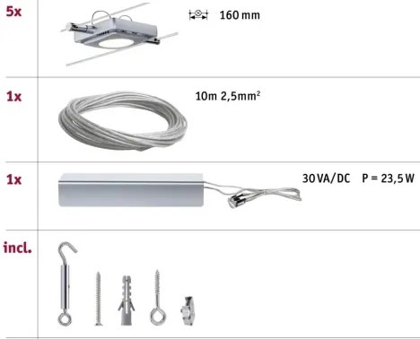 Paulmann 94108 - 5x LED/4,3W MAC spotlámpa 230V matt króm