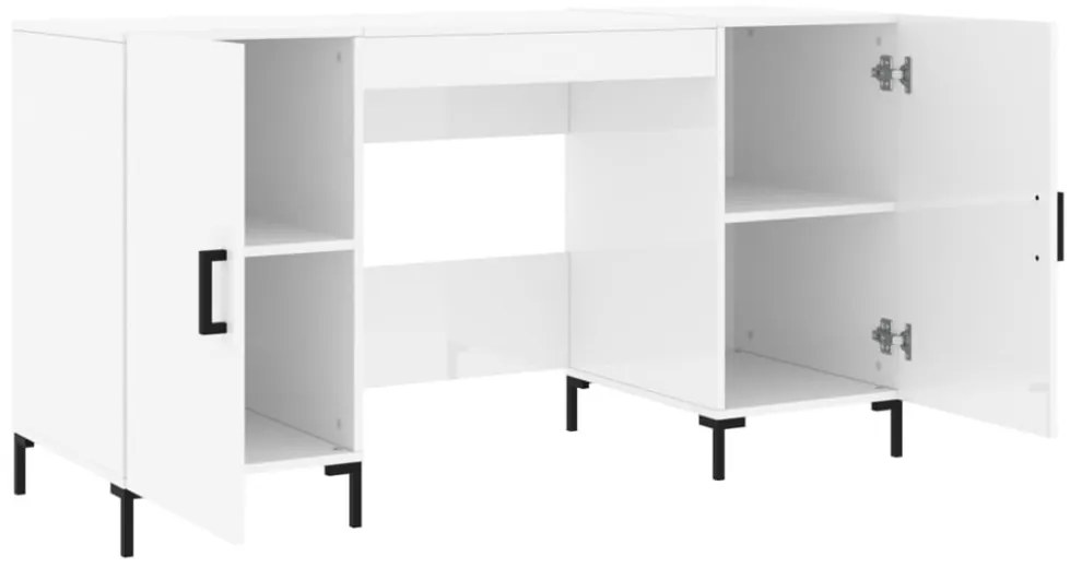 vidaXL magasfényű fehér színű szerelt fa íróasztal 140 x 50 x 75 cm