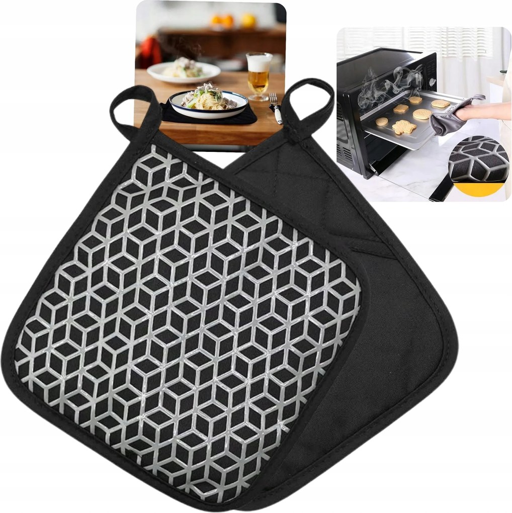 Konyhai Kesztyű És Alátét Egyben Szilikon Pamut Fekete