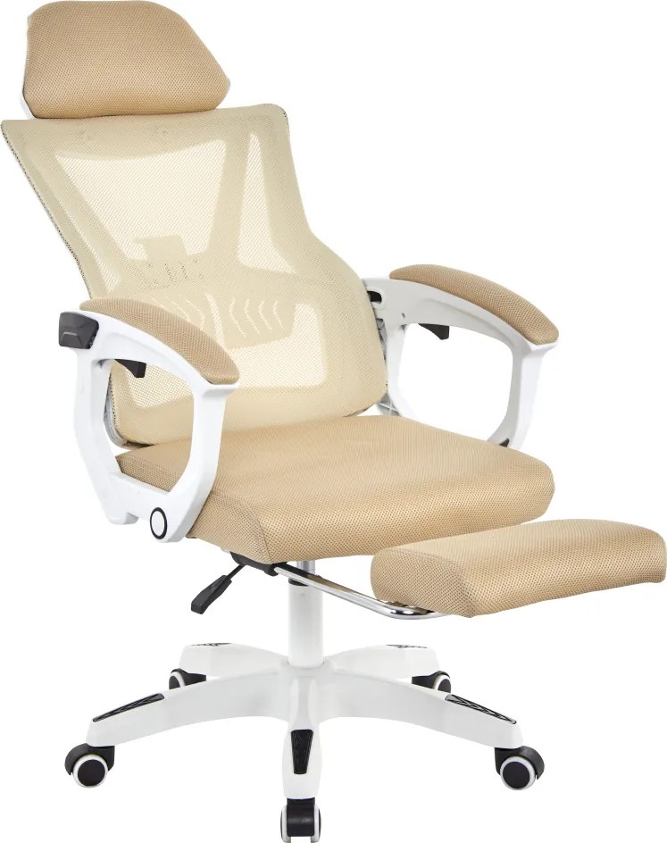 Irodai szék, bézs/fehér, teherbírás 150 kg, MALVIN