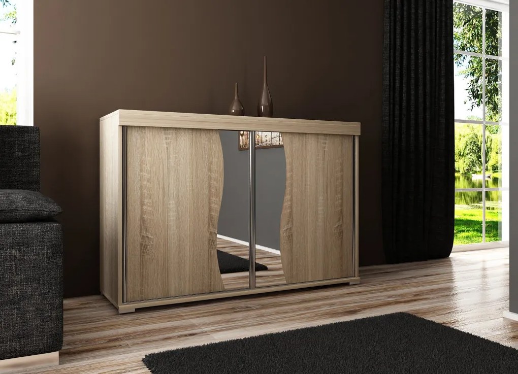 Tablet 2 140 Tolóajtós Komód 140cm, Sonoma Tölgy