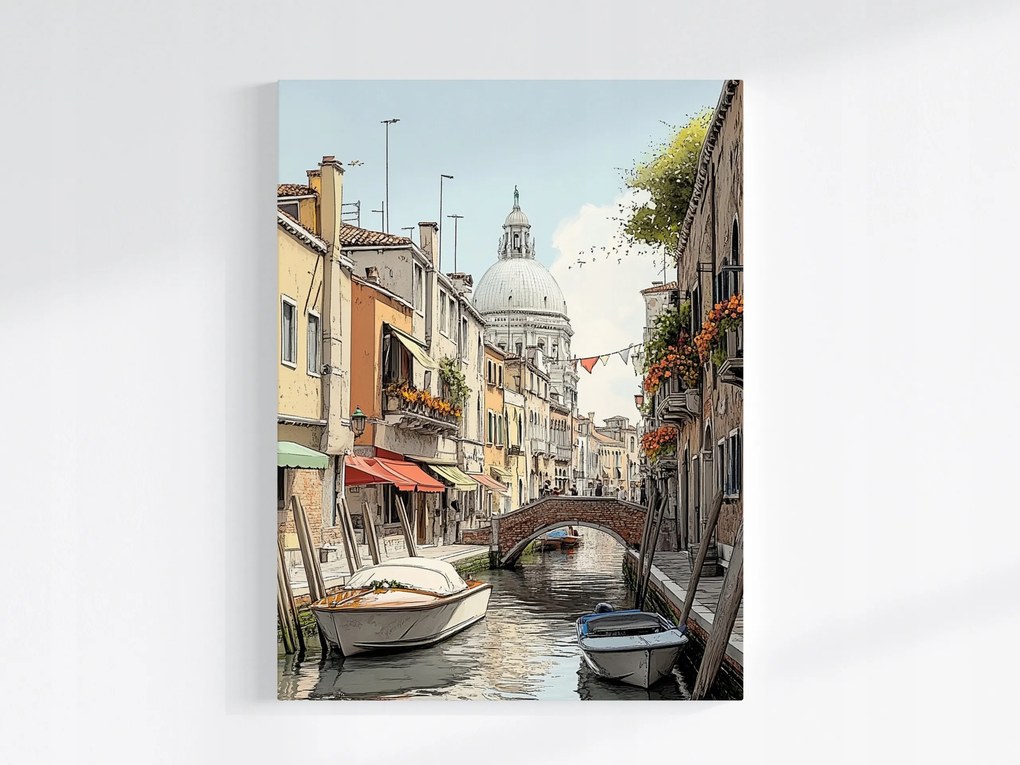 Vászonkép Canvas Város Olaszország Velence Csatorna Híd Utca 75x100