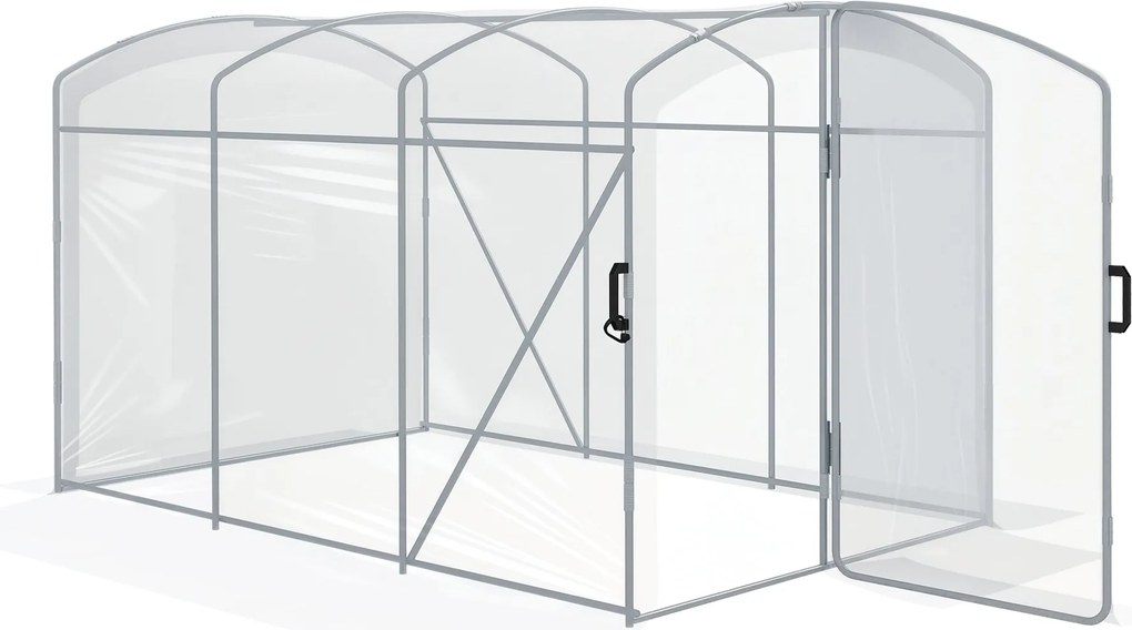 Outsunny PE Üvegház, 3 x 2 x 1,95m Alagút Üvegház, Szélálló Paradicsom Ház, 1 Ajtós Üvegház Kerthez, Balkonzonához, Átlátszó | Aosom