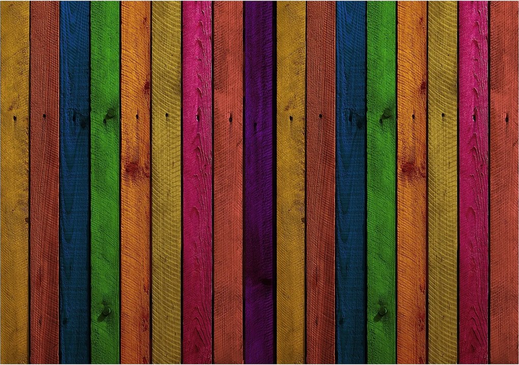 Fotótapéta Szivárvány Fa Deszka Színes Fa Absztrakt 312x219 +ragasztó