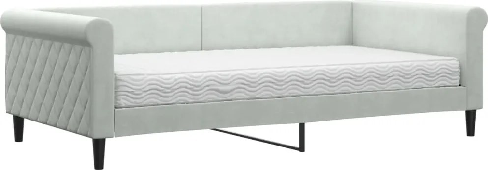 vidaXL világosszürke szövet kanapéágy matraccal 100 x 200 cm
